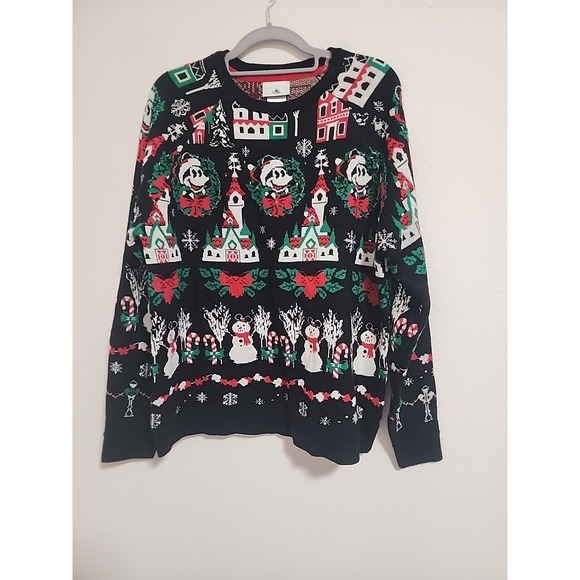 DISNEY Black Light Up Mickey Mouse Christmas Holiday Knit Sweater Size M - Picture 1 of 7